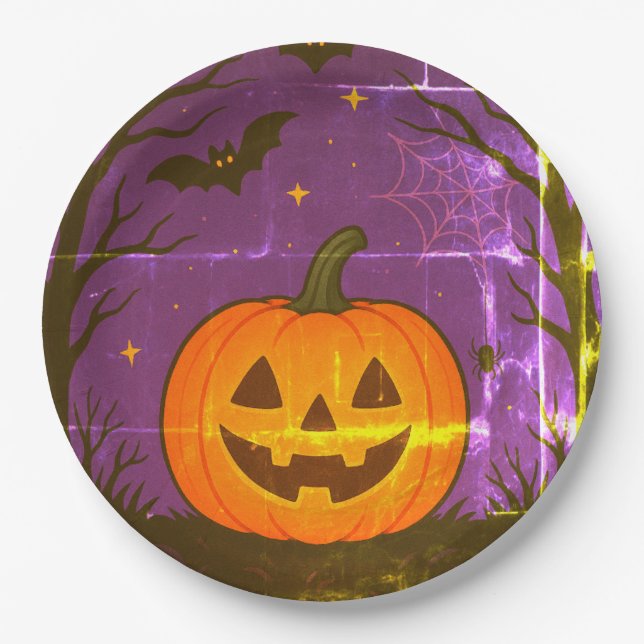 Colourful Halloween Pumpkin Napkins  Paper Plate (Front)