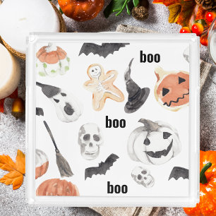 Colourful Halloween Scary Pattern Happy Halloween Acrylic Tray