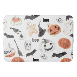 Colourful Halloween Scary Pattern  Happy Halloween Bath Mat