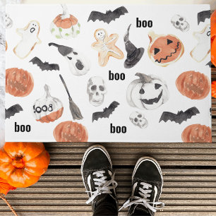 Colourful Halloween Scary Pattern  Happy Halloween Doormat
