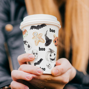 Colourful Halloween Scary Pattern  Happy Halloween Paper Cups