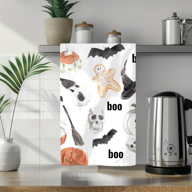 Colourful Halloween Scary Pattern |Happy Halloween Tea Towel (Creator Uploaded)