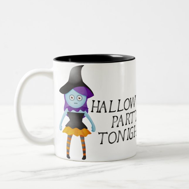 Colourful Halloween Scary Pattern Two-Tone Coffee Mug (Left)