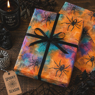 Colourful Halloween Spiders Watercolor Wrapping Paper