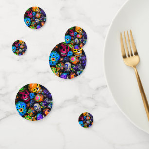 Colourful Halloween Sugar Skulls Confetti