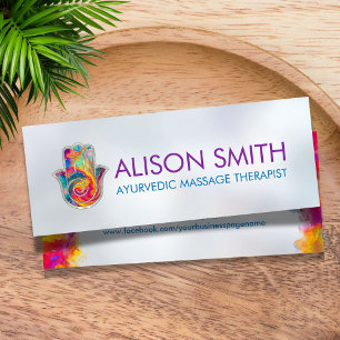 Colourful Hamsa Hand Energy Spiral  Mini Business Card