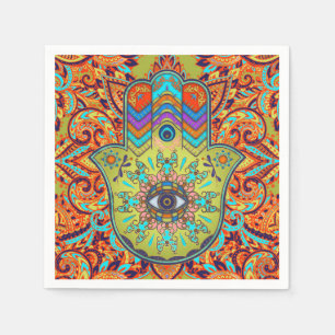 Colourful Hamsa Hand - Hand of Fatima Napkin
