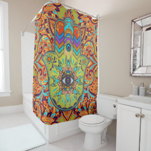 Colourful Hamsa Hand - Hand of Fatima Shower Curtain
