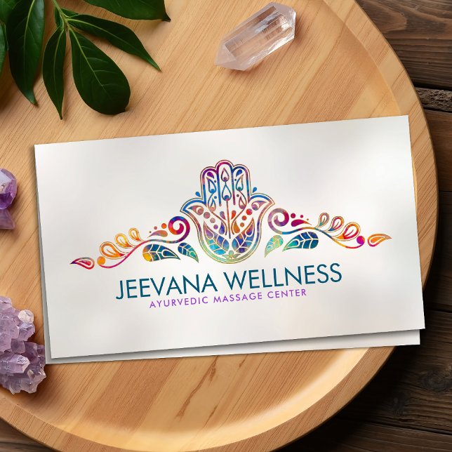 Colourful Hamsa Hand Paisley Ornament Business Card (Creator Uploaded)