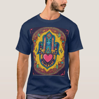 Colourful Hamsa Heart Sticker Design T-Shirt