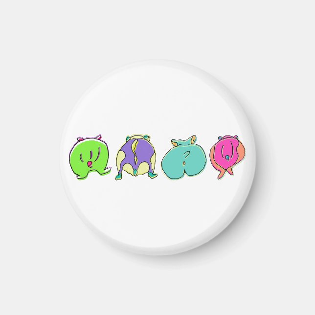 Colourful Hamster Butts Magnet (Front)