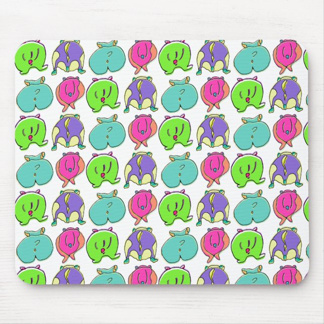 Colourful Hamster Butts Pattern Mouse Pad (Front)
