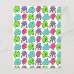 Colourful Hamster Butts Pattern Postcard