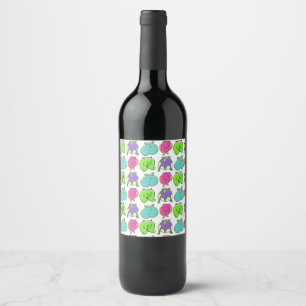 Colourful Hamster Butts Pattern Wine Label