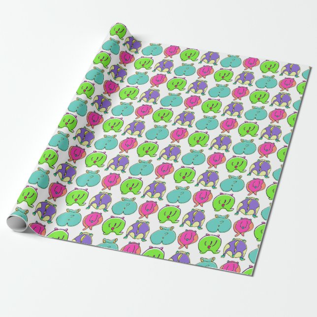 Colourful Hamster Butts Pattern Wrapping Paper (Unrolled)