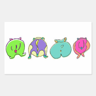 Colourful Hamster Butts Rectangular Sticker