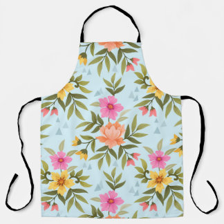 Colourful Hand Draw Flowers  Apron