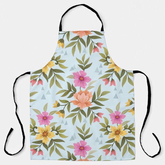 Colourful Hand Draw Flowers  Apron (Front)