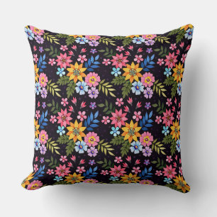 Colourful Hand Draw Flowers Seamless Pattern-5 Cushion
