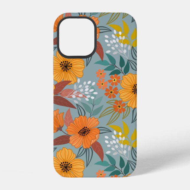 Colourful hand draw flowers seamless pattern iPhone case (Back)