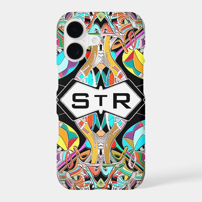 Colourful Hand Drawn Abstract I Monogram Initials (Back)