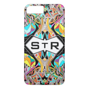Colourful Hand Drawn Abstract I Monogram Initials iPhone 8 Plus/7 Plus Case