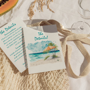 Colourful Hand Drawn Beach Unique Wedding Details Enclosure Card