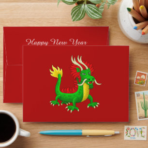 Colourful Hand Drawn Chinese Dragon Envelope