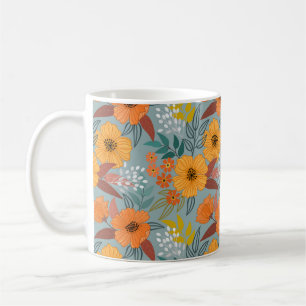 Colourful Hand Drawn Flowers Pattern Coffee Mug