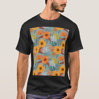 Colourful Hand Drawn Flowers Pattern T-Shirt