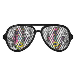 Colourful Hand Drawn Hamsa Hand an Floral Drawings Aviator Sunglasses
