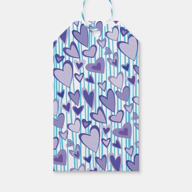 Colourful Hand Drawn Hearts Gift Tag (Front)