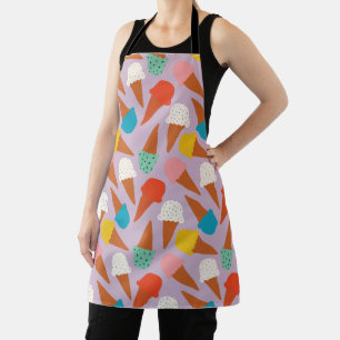 Colourful Hand-Drawn Ice Cream Cone Pattern Apron