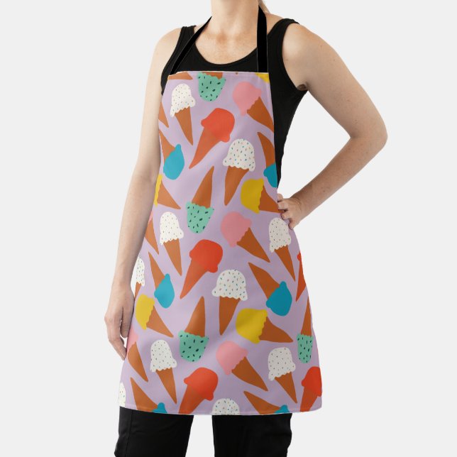 Colourful Hand-Drawn Ice Cream Cone Pattern  Apron (Insitu)