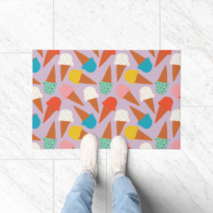Colourful Hand-Drawn Ice Cream Cone Pattern Doormat