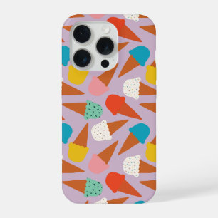 Colourful Hand-Drawn Ice Cream Cone Pattern  iPhone 15 Pro Case