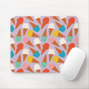 Colourful Hand-Drawn Ice Cream Cone Pattern Mouse Pad