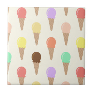 Colourful Hand Drawn Ice Cream Pattern Ceramic Tile