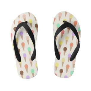 Colourful Hand Drawn Ice Cream Pattern Kid's Thongs