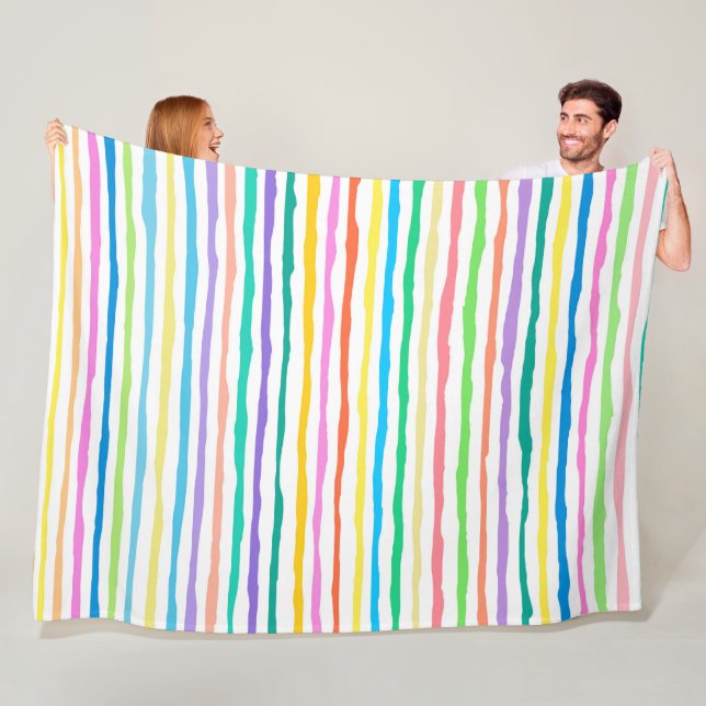 Colourful hand-drawn lines pattern fleece blanket (In Situ)