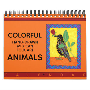 Colourful Hand Drawn Mexican Folk Art Animals 2022 Calendar