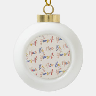 Colourful Hand Drawn Motivational Pattern Ceramic Ball Christmas Ornament