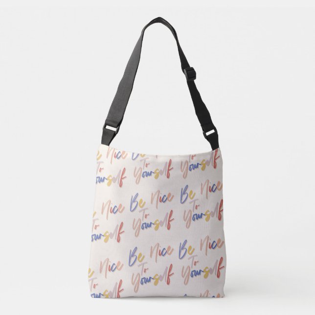Colourful Hand Drawn Motivational Pattern Crossbody Bag (Front)