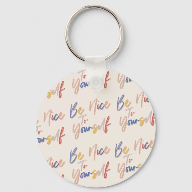 Colourful Hand Drawn Motivational Pattern Key Ring (Front)
