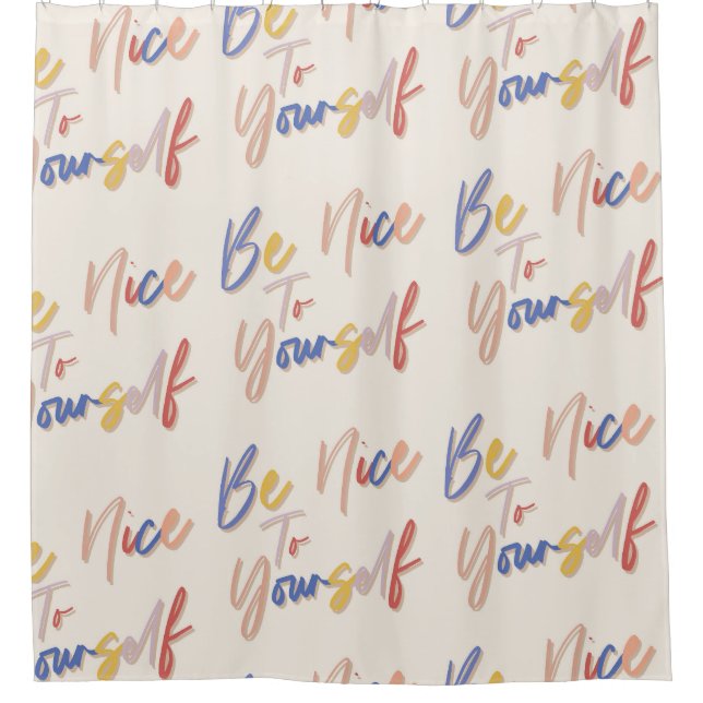 Colourful Hand Drawn Motivational Pattern Shower Curtain (Front)