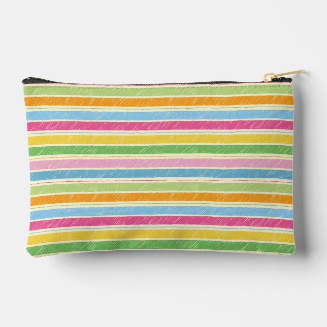 Colourful hand drawn stripes pattern accessory pouch (Back)