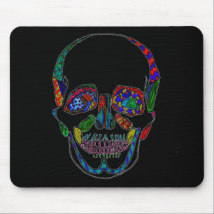 Colourful Hand Drawn Sugar Skull Mosaic Mouse Pad