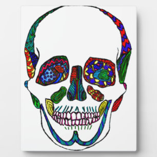 Colourful Hand Drawn Sugar Skull Mosaic Plaque