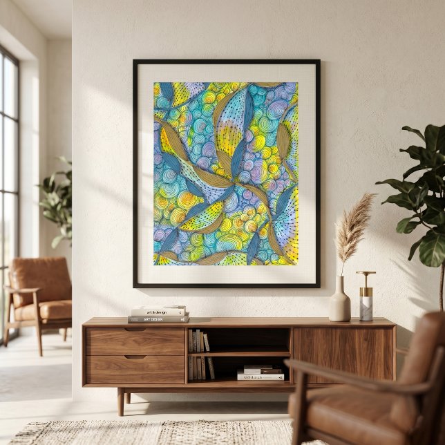 Colourful Hand Drawn Tangled Abstract Swirls Art Poster (Creator Uploaded)