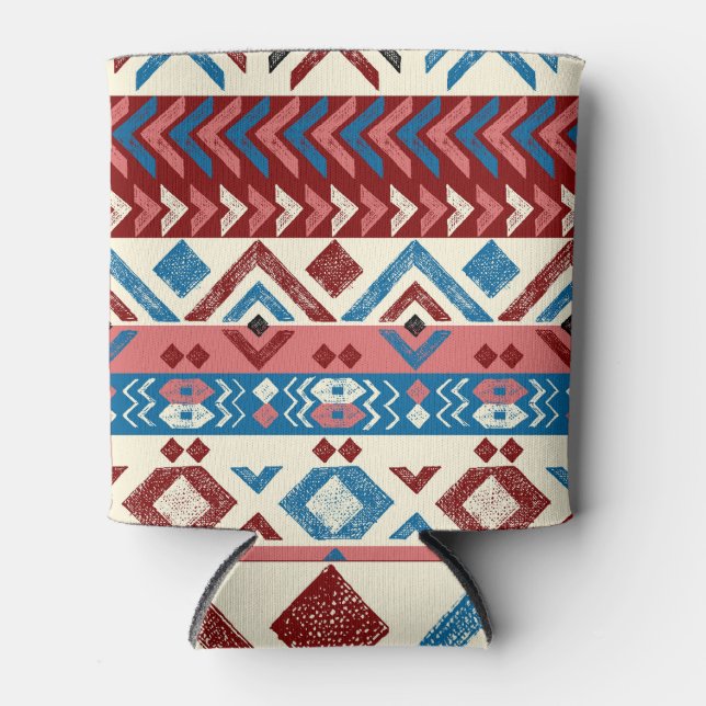 Colourful Hand-Drawn Tribal Pattern Can Cooler (Front)